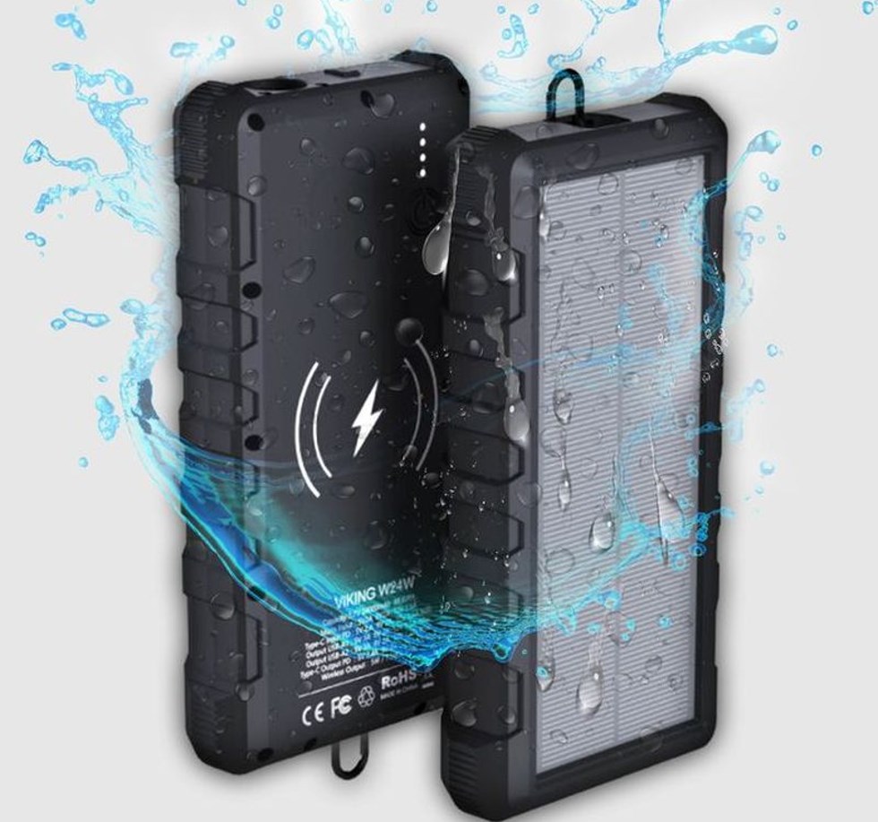 Viking solární outdoorová power banka W24W 24000 mAh, bezdrátové nabíjení IPX67